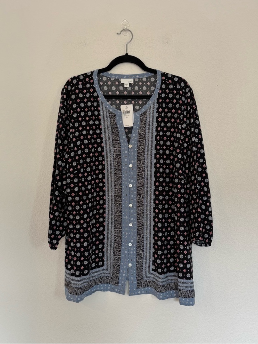J. Jill Border Print Button Blouse NWT